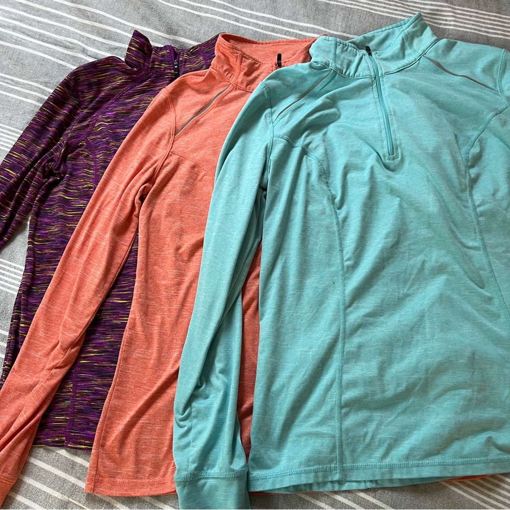 3 pack long sleeve 1/4 zip shirts